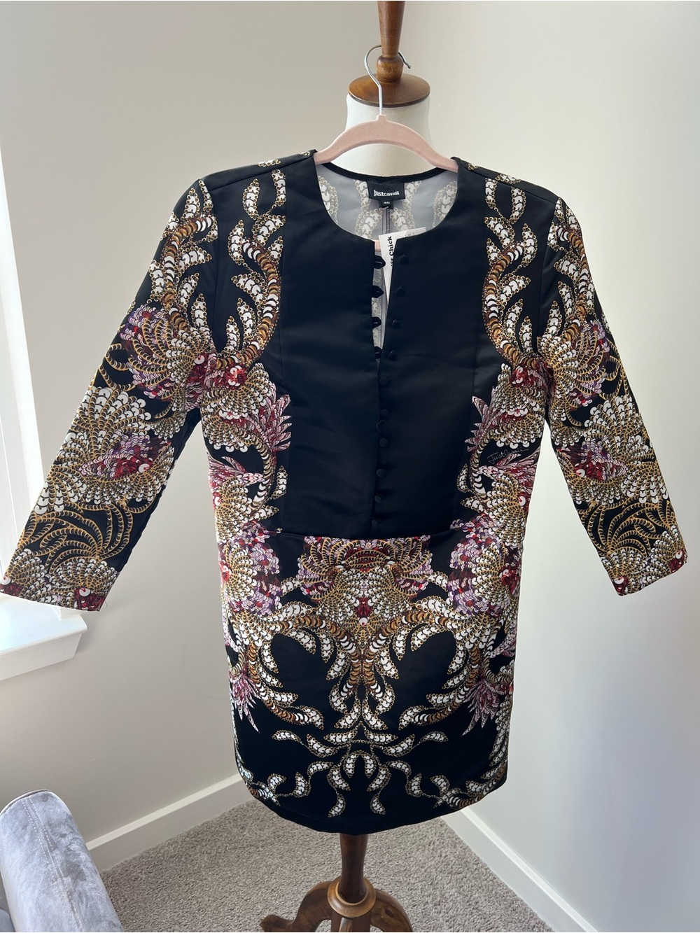 Just Cavalli Designer Baroque Print Sheath Dress - Italian - Size 40 (US 4)